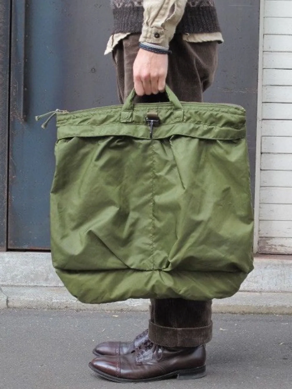 Flyers Helmet US Army Bag UNICOR Green Men's Olive Green Nylon Tote